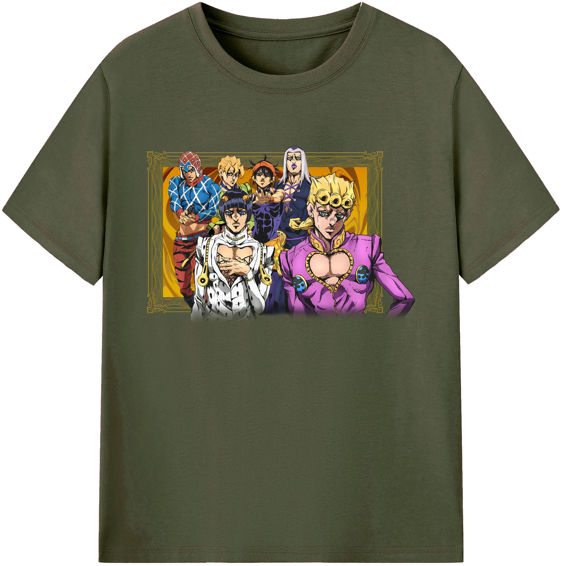 （画像用） ジョジョの奇妙な冒険 ジョルノ?ジョバァーナ JoJo's Bizarre Adventure Giorno Giovanna 綿100％ メンズ半袖Tシャツ｜肌触りやわらか＆通気性